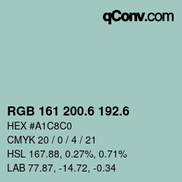 カラーコード: RGB 161 200.6 192.6 | qconv.com