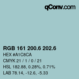 カラーコード: RGB 161 200.6 202.6 | qconv.com