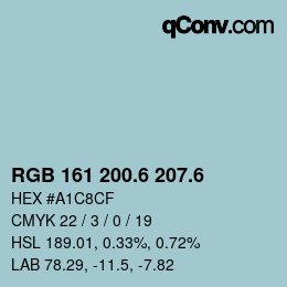 カラーコード: RGB 161 200.6 207.6 | qconv.com