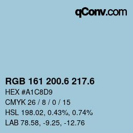 カラーコード: RGB 161 200.6 217.6 | qconv.com