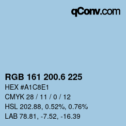 カラーコード: RGB 161 200.6 225 | qconv.com