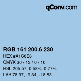 カラーコード: RGB 161 200.6 230 | qconv.com
