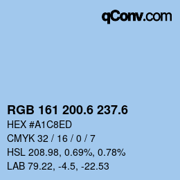 カラーコード: RGB 161 200.6 237.6 | qconv.com