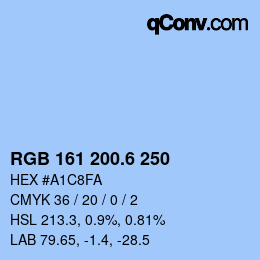カラーコード: RGB 161 200.6 250 | qconv.com