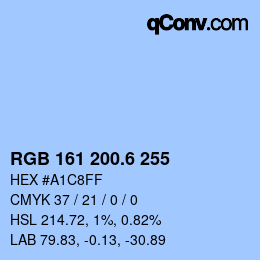 カラーコード: RGB 161 200.6 255 | qconv.com