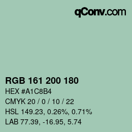 カラーコード: RGB 161 200 180 | qconv.com