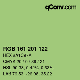 Color code: RGB 161 201 122 | qconv.com