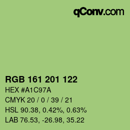 Color code: RGB 161 201 122 | qconv.com