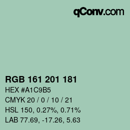 Color code: RGB 161 201 181 | qconv.com