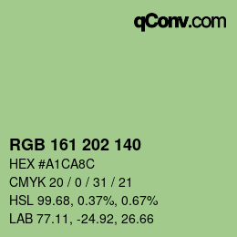 Color code: RGB 161 202 140 | qconv.com