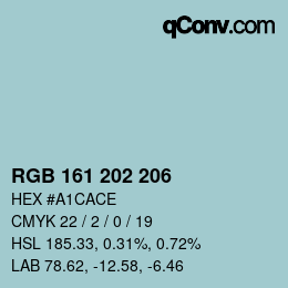 Color code: RGB 161 202 206 | qconv.com