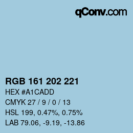 颜色代码: RGB 161 202 221 | qconv.com