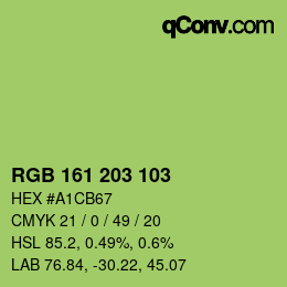 カラーコード: RGB 161 203 103 | qconv.com