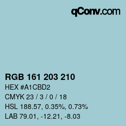 颜色代码: RGB 161 203 210 | qconv.com