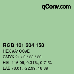 颜色代码: RGB 161 204 158 | qconv.com