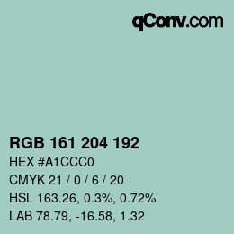 颜色代码: RGB 161 204 192 | qconv.com