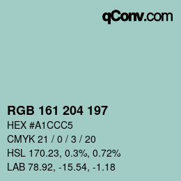 Farbcode: RGB 161 204 197 | qconv.com