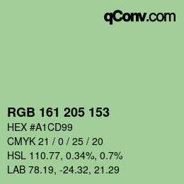 Color code: RGB 161 205 153 | qconv.com