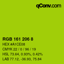 カラーコード: RGB 161 206 8 | qconv.com