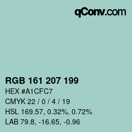 Código de color: RGB 161 207 199 | qconv.com