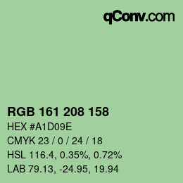 カラーコード: RGB 161 208 158 | qconv.com