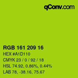 カラーコード: RGB 161 209 16 | qconv.com