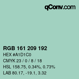 カラーコード: RGB 161 209 192 | qconv.com