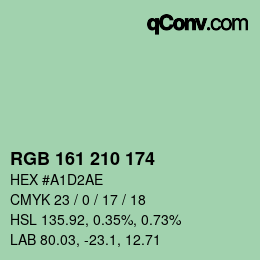カラーコード: RGB 161 210 174 | qconv.com