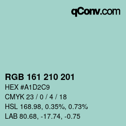 Código de color: RGB 161 210 201 | qconv.com