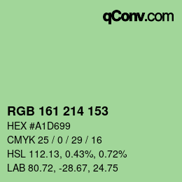 颜色代码: RGB 161 214 153 | qconv.com