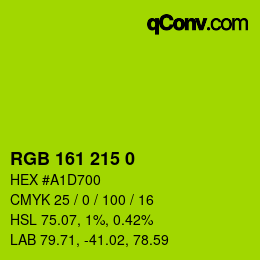 颜色代码: RGB 161 215 0 | qconv.com