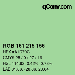 カラーコード: RGB 161 215 156 | qconv.com