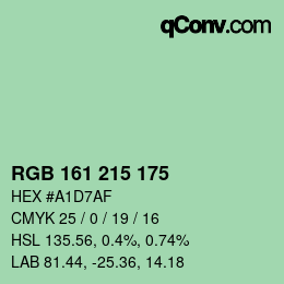 Color code: RGB 161 215 175 | qconv.com