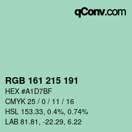 Color code: RGB 161 215 191 | qconv.com