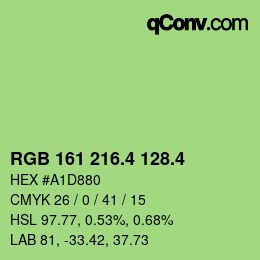 カラーコード: RGB 161 216.4 128.4 | qconv.com