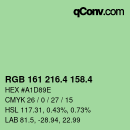 カラーコード: RGB 161 216.4 158.4 | qconv.com