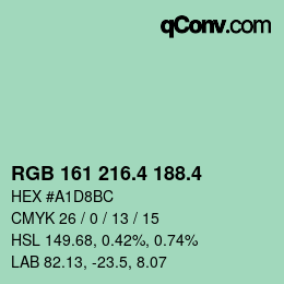カラーコード: RGB 161 216.4 188.4 | qconv.com