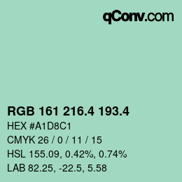 カラーコード: RGB 161 216.4 193.4 | qconv.com