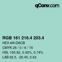 カラーコード: RGB 161 216.4 203.4 | qconv.com