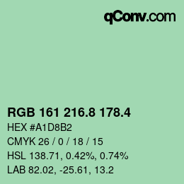 カラーコード: RGB 161 216.8 178.4 | qconv.com