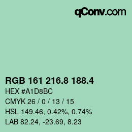 カラーコード: RGB 161 216.8 188.4 | qconv.com