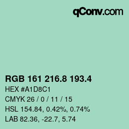 カラーコード: RGB 161 216.8 193.4 | qconv.com