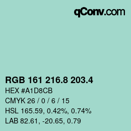 カラーコード: RGB 161 216.8 203.4 | qconv.com