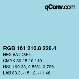 カラーコード: RGB 161 216.8 228.4 | qconv.com