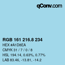 カラーコード: RGB 161 216.8 234 | qconv.com