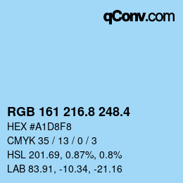 カラーコード: RGB 161 216.8 248.4 | qconv.com
