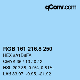 Color code: RGB 161 216.8 250 | qconv.com