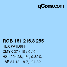 Color code: RGB 161 216.8 255 | qconv.com