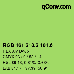 カラーコード: RGB 161 218.2 101.6 | qconv.com