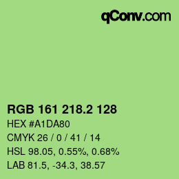 カラーコード: RGB 161 218.2 128 | qconv.com